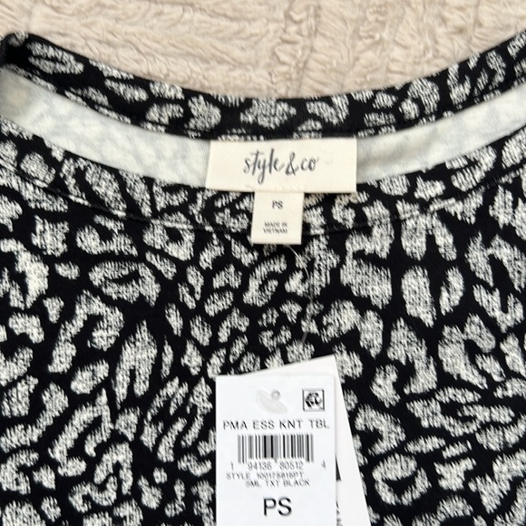 Style & Co pima cotton print essential knit 3/4 sleeve top New, Petite Small - Picture 6 of 16